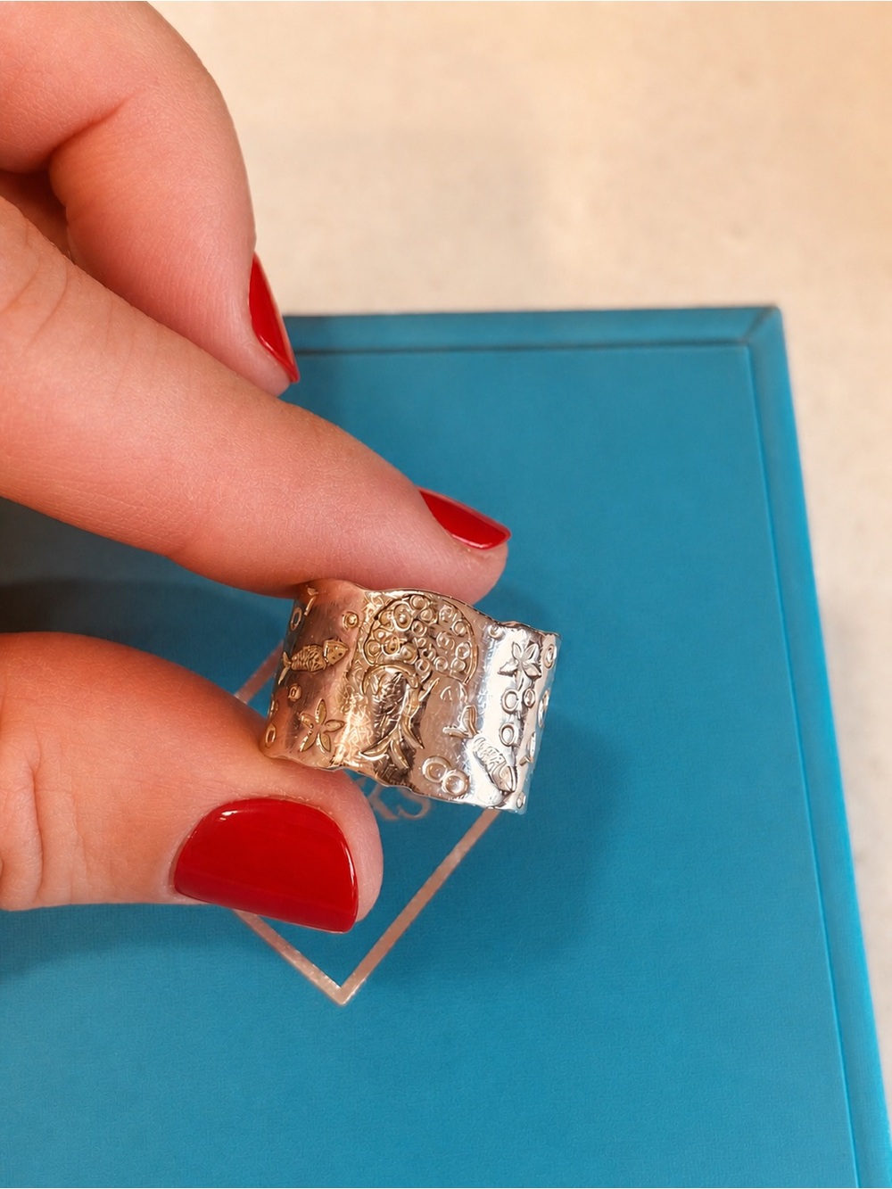 Maison Birks by Esty Grossman Sterling Silver Wide Band Ring - size 5.5